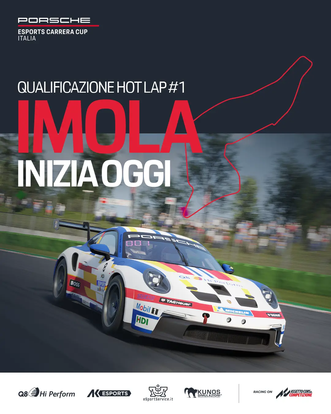 Digital and event integration assets for Porsche Esports Carrera Cup Italy